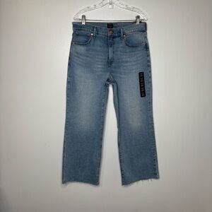 J.Crew Wide Leg Crop Jeans Tall Raw Hem Blue Denim 30T NWT